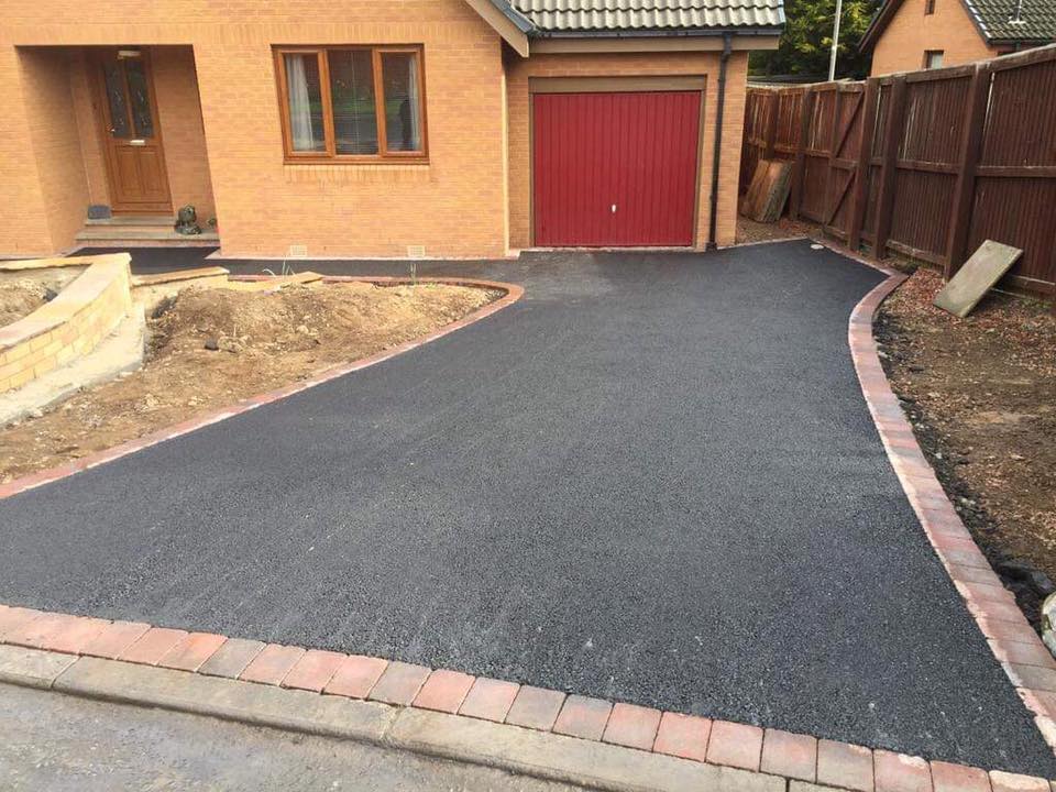 Tarmac Driveway, New Walls, ACO channel drain and Mono block Edging